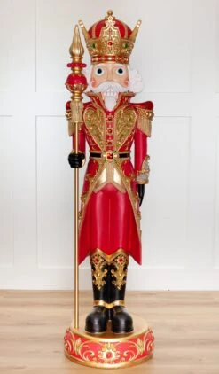 8 FT Red & Gold King Nutcracker With Music & Multi LED Lights