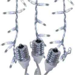 15 LED Pure White Icicle Drop Lights With White Wire