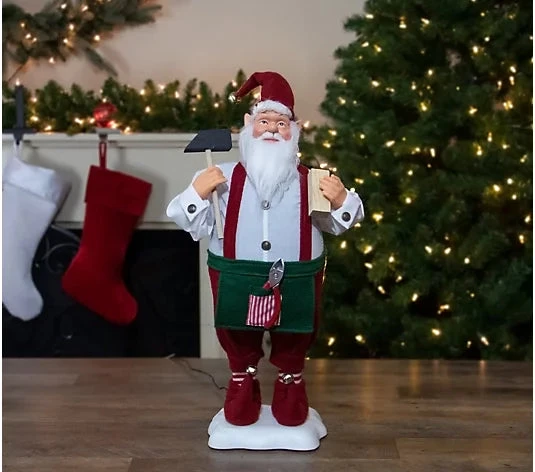 2 FT Animated Elf Santa With Hammer 1 2 FT Animated Elf Santa With Hammer