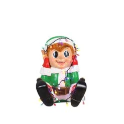 2 FT Elf Boy Sitting Playing With Lights