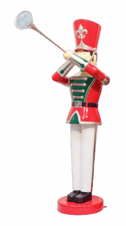 6 FT Red, Green, Gold, And White Toy Soldier With Trumpet