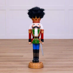 3 FT Red, Green & Blue Multi LED Nutcracker With Sword