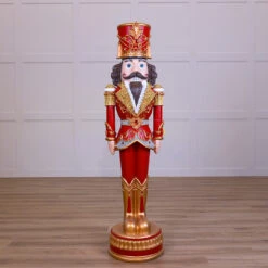 6 FT Red & Gold Nutcracker With Music & Multi LED Lights