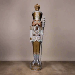 8 FT Gold & White Multi LED Nutcracker
