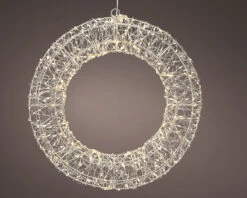 2 FT 720 Micro LED Warm White Silver Wire Wreath