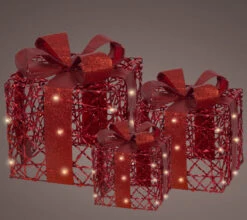 Warm White Red Gift Box Battery Operated Set Of 3