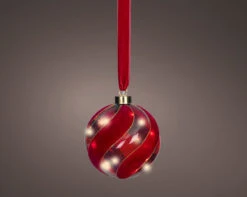 6" Micro LED Red Ball Ornament Battery Operated Set Of 2