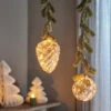 8" Micro LED Amber Ball Ornament Battery Operated Set Of 2