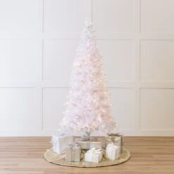 White Tiffany Tinsel Tree Pre-Lit Clear Lights