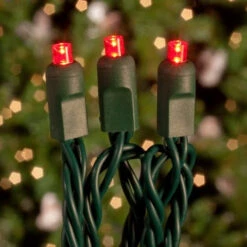 10 FT 30 LED Red Concave Coaxial Lights With Green Wire