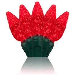 33 FT 100 LED Red C6 String Lights With Green Wire