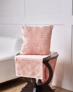 16" X 72" Pink & Platinum Beaded Table Runner