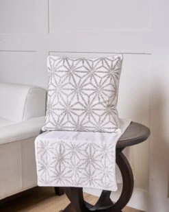 16" X 108" White & Silver Beaded Table Runner