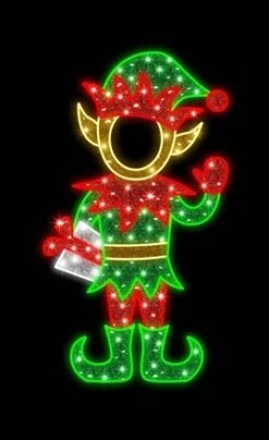 5 FT X 3 FT Red & Green Elf LED Photo Op