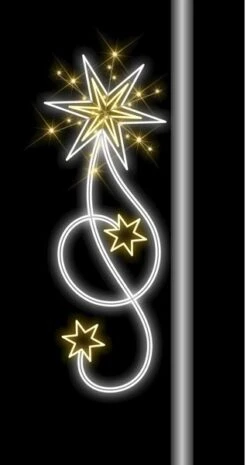 6 FT X 2 FT Cool White & Warm White Star LED Pole Banner
