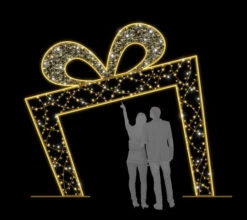 12 FT X 12 FT Warm White Gold Gift Box LED Photo Op