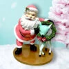 18" Pink Retro Santa With Deer