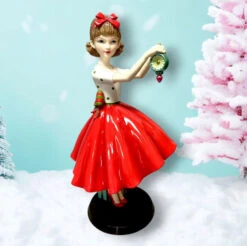 16.5" Red Retro Girl With Ornament