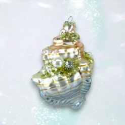 Coastal Pastel Sequin Conch Shell Ornament