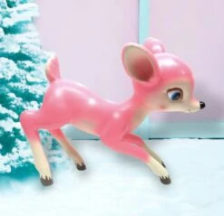14" Pink Retro Playful Deer