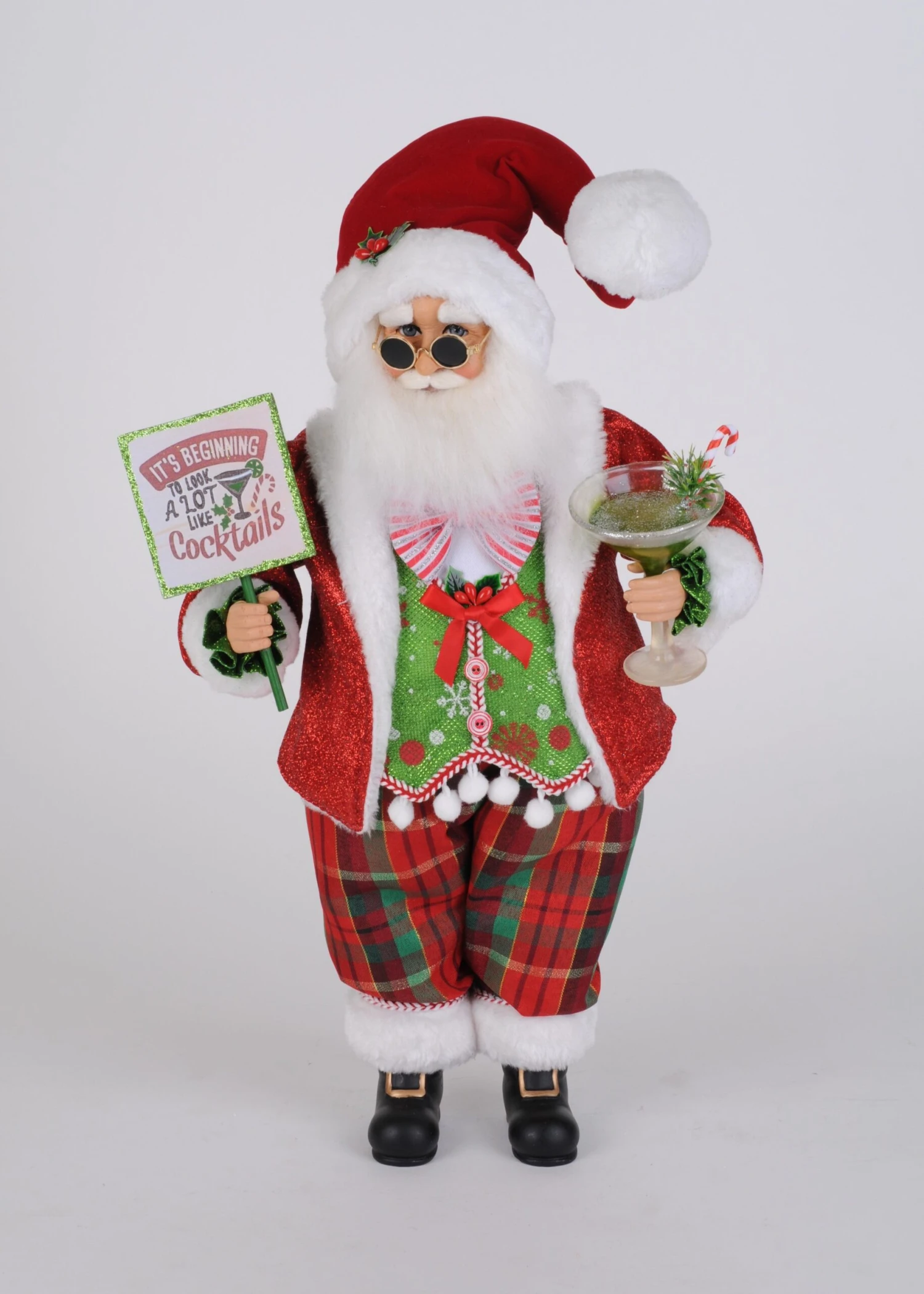 Karen Didion Originals 19" Christmas Cocktails Santa 2 Karen Didion Originals 19" Christmas Cocktails Santa - Image 2