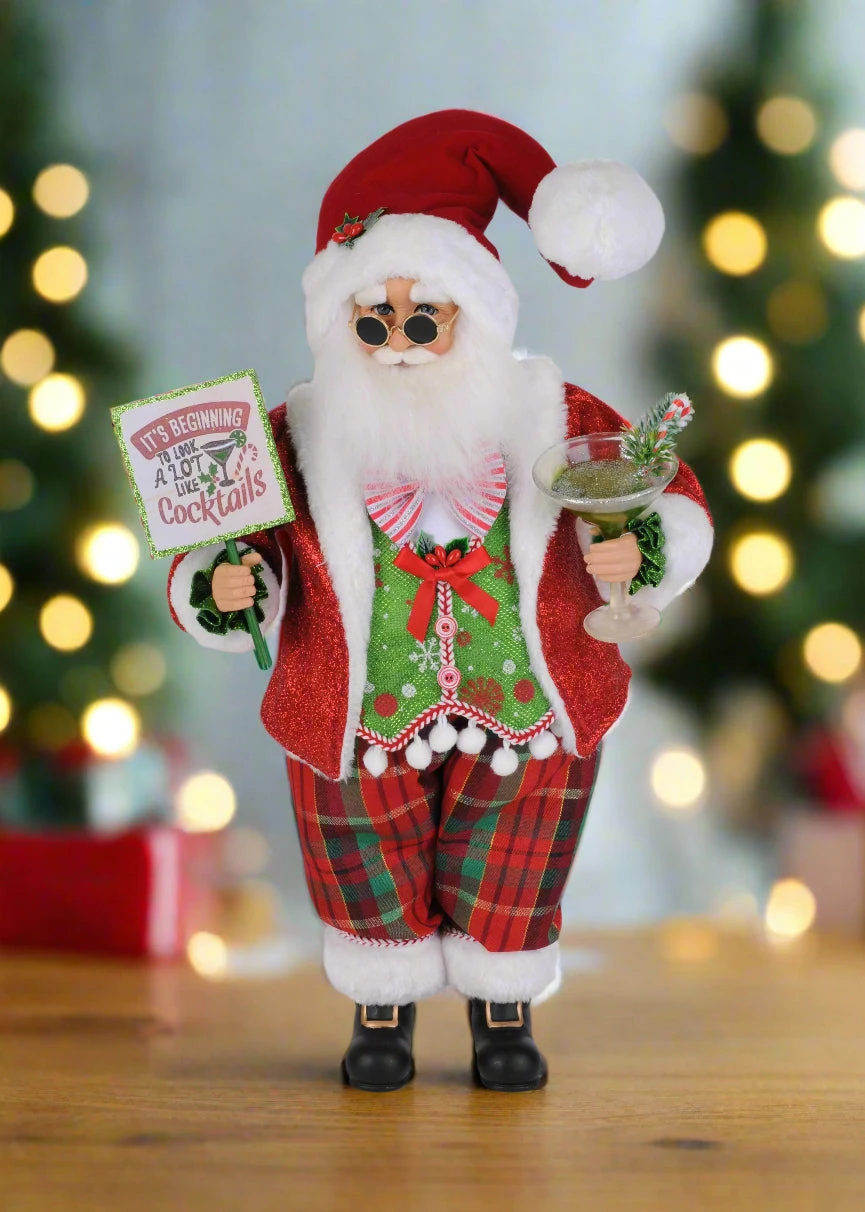 Karen Didion Originals 19" Christmas Cocktails Santa 1 Karen Didion Originals 19" Christmas Cocktails Santa