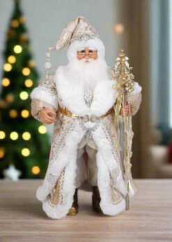 Karen Didion Originals 31" Lighted Gold Couture Santa