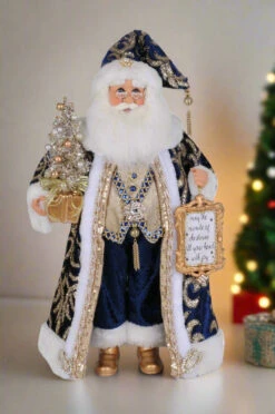 Karen Didion Originals 19" Lighted Midnight Blue Santa