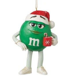 4" Green M&M With Mug Ornament