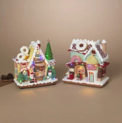 9" LED Donut Shop House Assorted Set Of 2