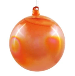 5" Orange Iridescent Bottle Glass Ball Ornament