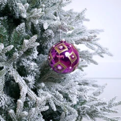 5" Shiny Fuchsia & Gold Pearl Ball Ornament