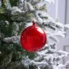 5" Red Glitter Matte Bubblegum Glass Ball Ornament