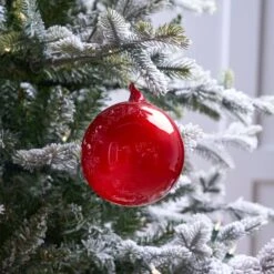 5" Red Glitter Matte Bubblegum Glass Ball Ornament