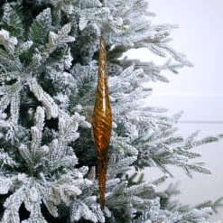 16" Amber & Copper Glitter Icicle Ornament