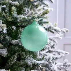 6" Light Turquoise Bubblegum Glass Ornament