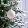4" White Bubblegum Glass Ornament Box Of 3