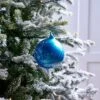 5" Blue Pearl Glass Ball Ornament