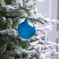 4" Blue Bubblegum Glass Ornament Box Of 3