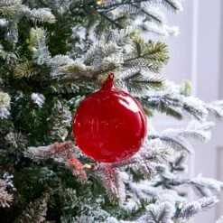 5" Red Bubblegum Glass Ornament