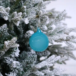 3" Turquoise Bubblegum Glass Ornament Box Of 6