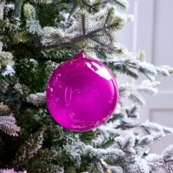 6" Fuchsia Bubblegum Glass Ornament