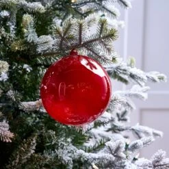 6" Red Bubblegum Glass Ornament