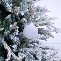 6" White Bubblegum Glass Ornament
