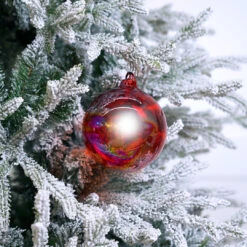 5" Red Iridescent Bottle Glass Ball Ornament