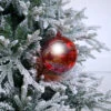 6" Red Iridescent Bottle Glass Ball Ornament