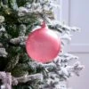 6" Rose Glitter Bubblegum Glass Ornament