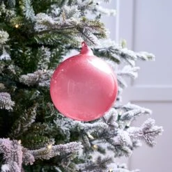 6" Rose Glitter Bubblegum Glass Ornament