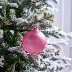 5" Rose Glitter Bubblegum Glass Ornament