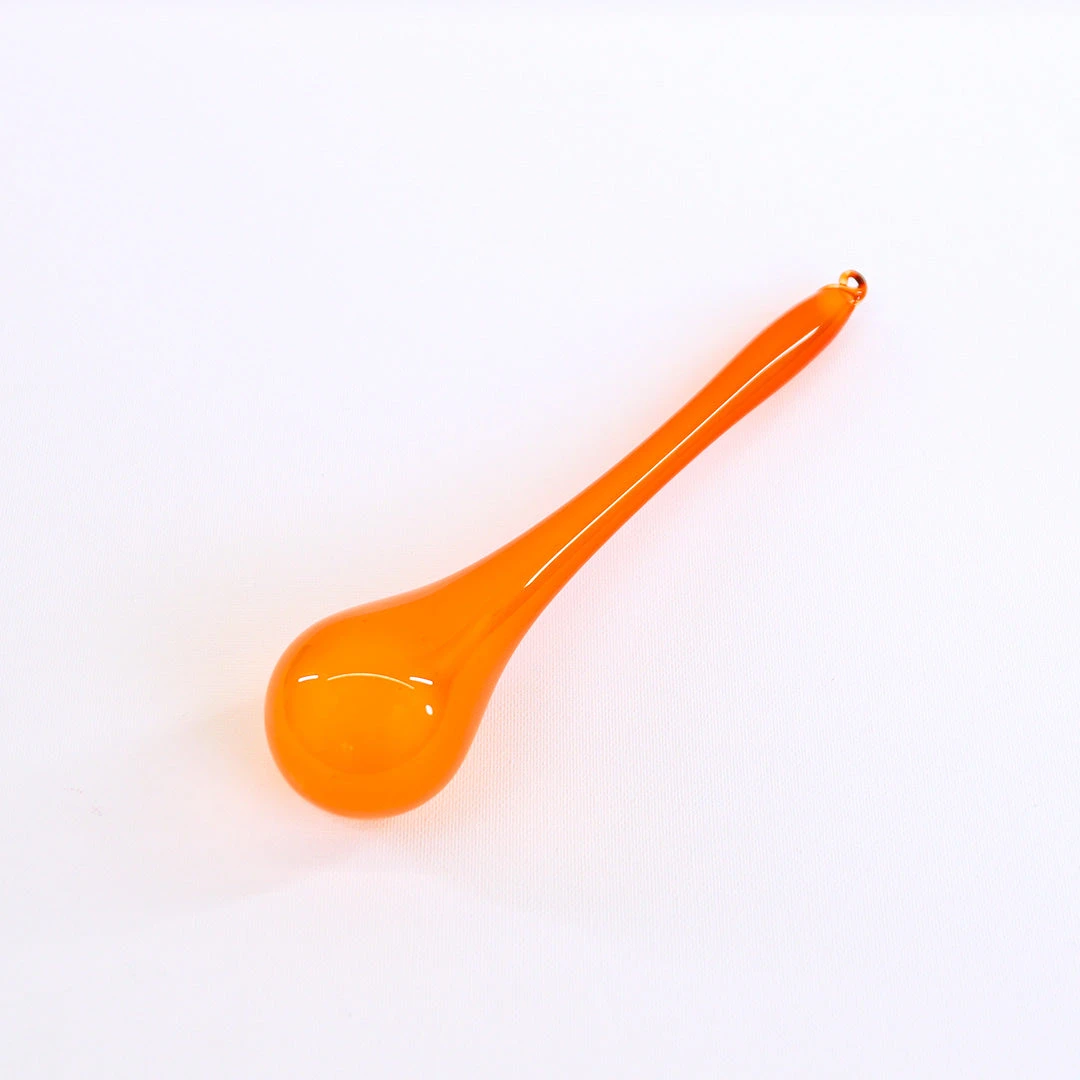 9" Orange Bubblegum Glass Teardrop Set Of 2 2 9" Orange Bubblegum Glass Teardrop Set Of 2 - Image 2